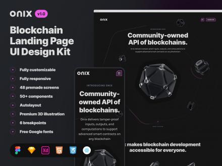 高质量区块链加密货币落地页Web网页设计模板素材 Onix Blockchain Landing Page