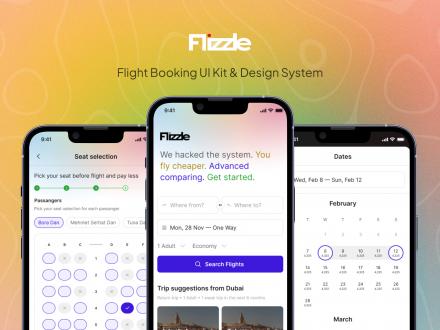 航空订票机票预订航班跟踪移动APP设计UI界面素材 Flizzle - Flight Booking UI Kit